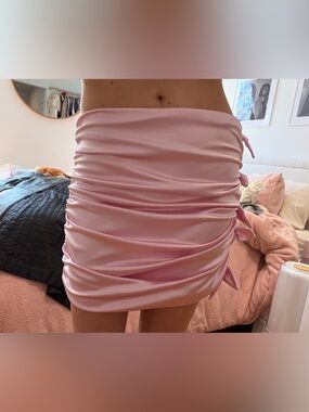 Sugar Thrillz Pink Ruched Mini Skirt